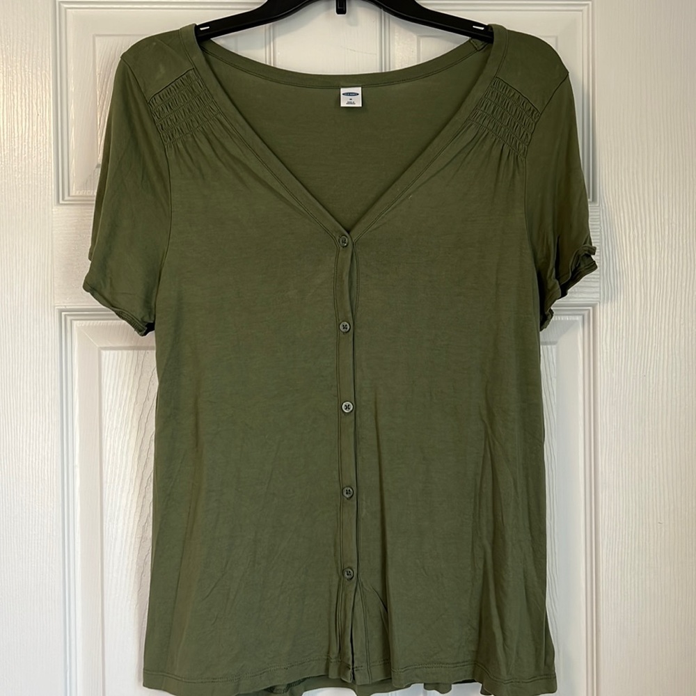 Old Navy Forest Green Button Up T-Shirt